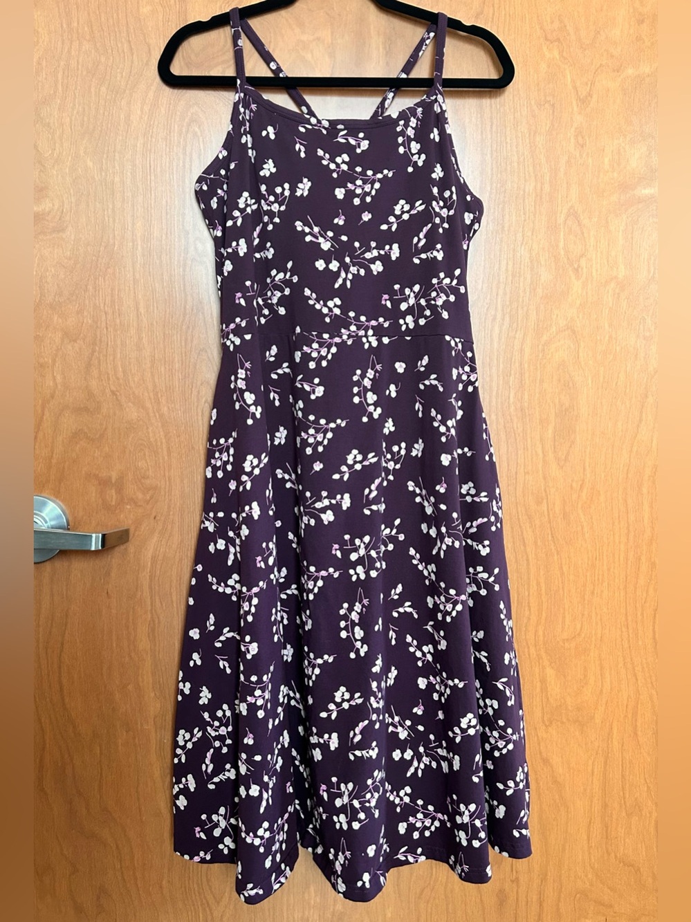 Pact Organic Cotton Fit & Flair Midi Dress Plum Floral - Size XL